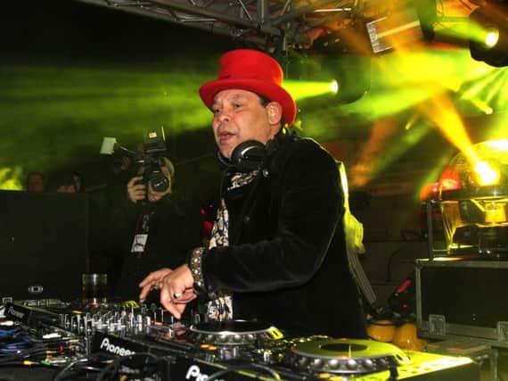 2016: Preston BID Purple Party on the Flag Market. Craig Charles on the decks with his Funk and Soul Show