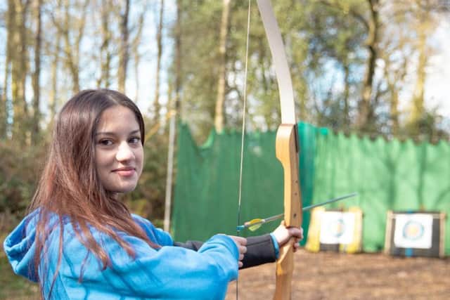 Zara Aleem, who is studying Sports Level 3, takes aim at archery (Image: Henna Jasmin)