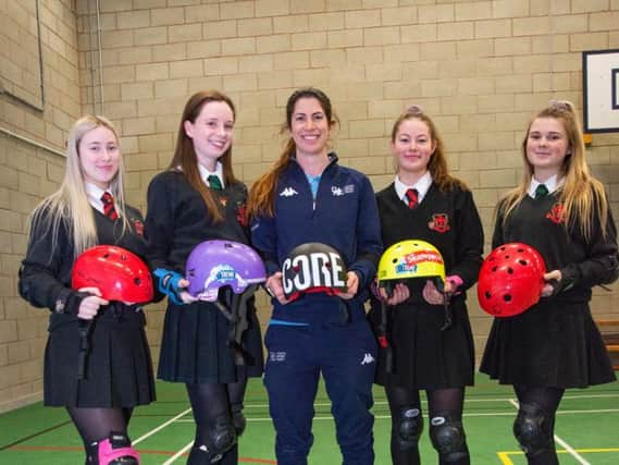 Jenna with some of the Holy Cross pupils she has been mentoring