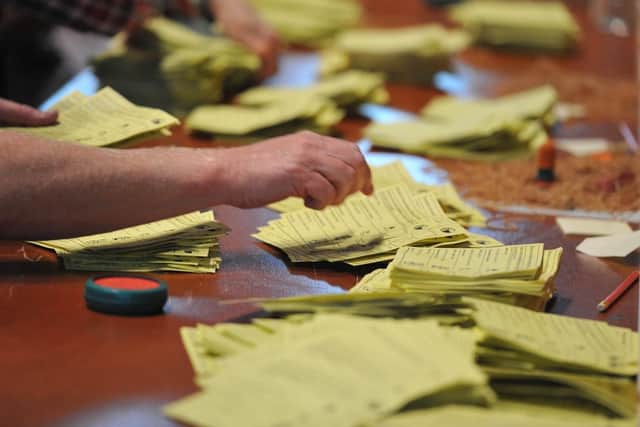 An election count under way