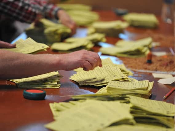 An election count under way