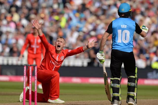 Matt Parkinson of Lancashire appeals during the Vitality T20 Blast first semi-final between Worcestershire Rapids vs Lancashire Lightnings at Edgbaston  (Photo by Philip Brown/Getty Images)