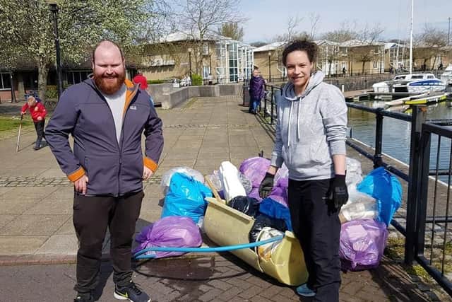 Volunteers from Plastic Free Preston clean up the Marina
