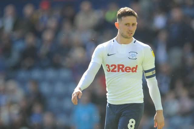 Preston midfielder Alan Browne wears the captain's armband on his 200th appearance