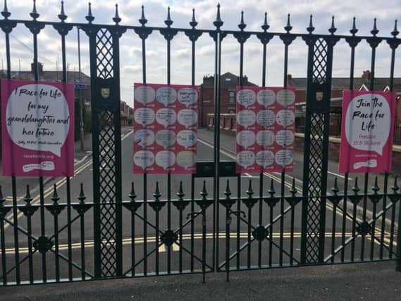 Sally Naden's inspirational story is shared on the Race for Life wall in Moor Park