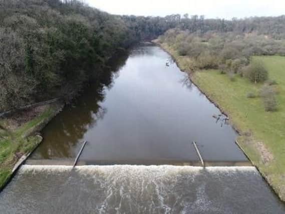 Drone image of Samlesbury Weir, Brockholes Nature Reserve, Preston