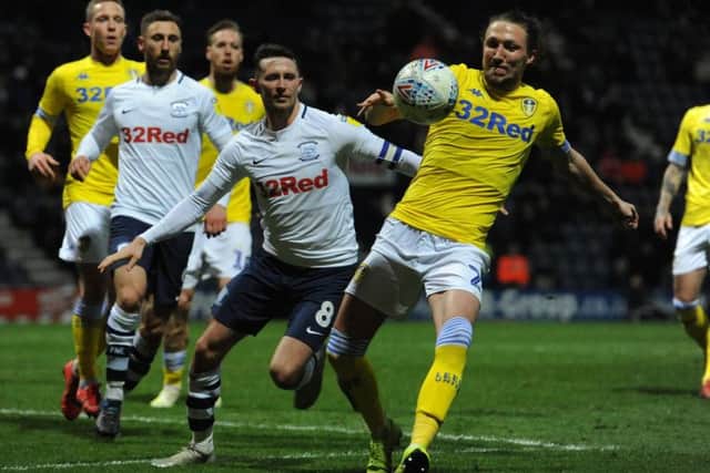 Alan Browne in action for Preston against Leeds at Deepdale