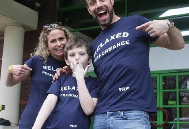 Star Jason Gardiner, Maria and Ryan Cook promoting the Relaxed Performance campaign. Photo credit: Crawley News 24