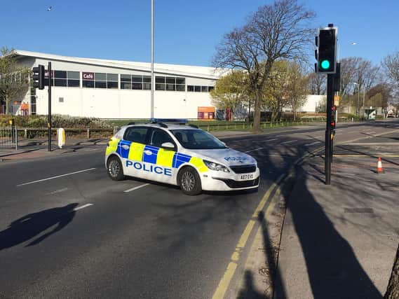 Lancaster Road in Morecambe remains closed after a female pedestrian was seriously injured in a collision with a Jaguar sports car at 5.30am this morning (Wednesday, April 10).