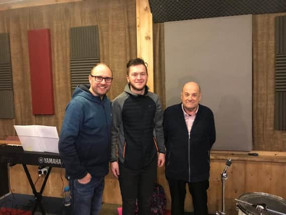 Nathan Timothy, from The Songwriting Charity, UCLan music student Lewis Hampson and John Holt have recorded a song for Alzheimer's Society