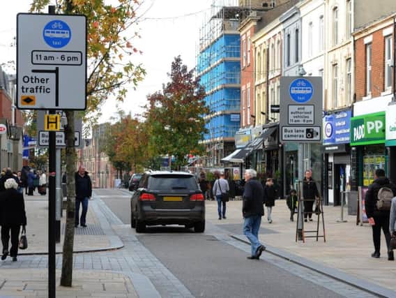 Fishergate bus lane, with the much-debated sign