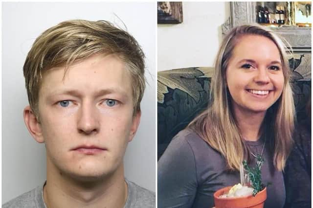 (Left) Joe Atkinson, 25, who is to be sentenced at Leeds Crown Court after he pleaded guilty to the murder of his girlfriend (right) Poppy Devey Waterhouse at a Leeds flat in December 2018.