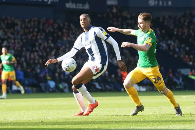 Preston substitute Sean Maguires chases the ball against West Bromwich Albion