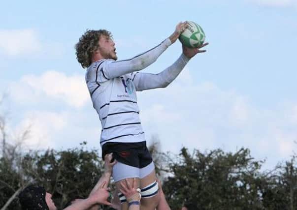 Ryan Carlson leaps at the lineout (photo: Malcolm Beadle)