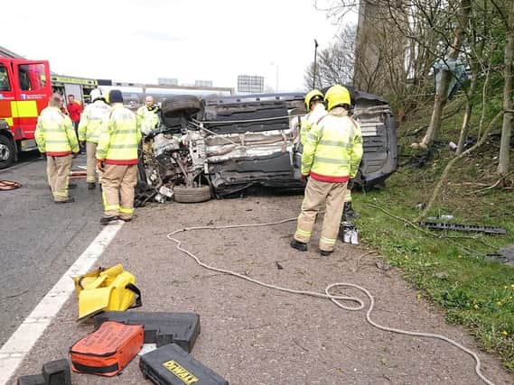 Lancashire Fire and Rescue Service posted this picture from the scene of the crash on the M61