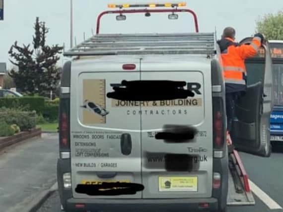 Police stopped this work van in Tarleton today (Monday, April 15) after checks revealed that it had not been MOT'd or taxed in eight years.