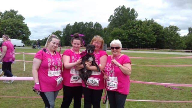 Marjorie Scott, far right, with her grand-daughters Bethany Rowlands, Megan Rowlands, and daughter Louise Leonard, who took part in last year's Race for Life Preston in memory of Tony Scott