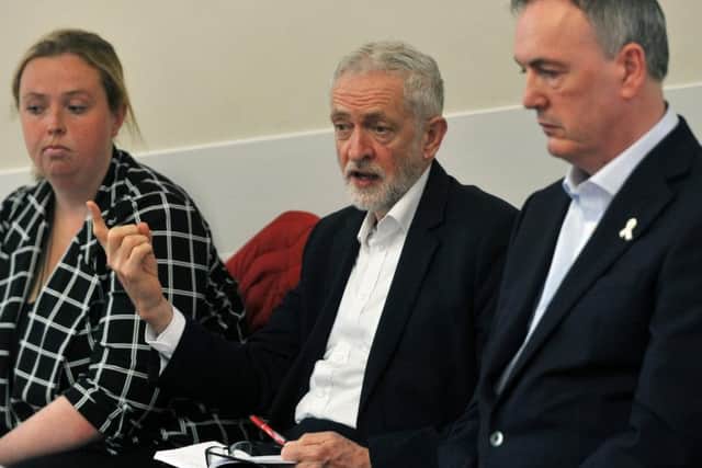 Jeremy Corbyn, with Kim Snape and Clive Grunshaw