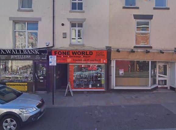 The Fone World shop in Market Street, Chorley was raided on February 18.