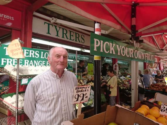 John Tyrer at his fruit and veg stall in Chorley