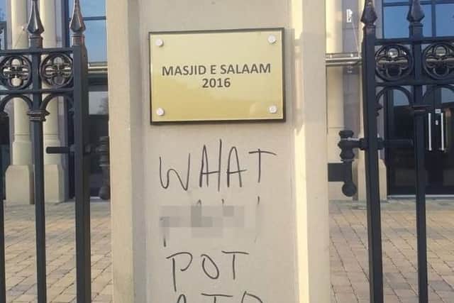 Racist graffiti scrawled at the mosque