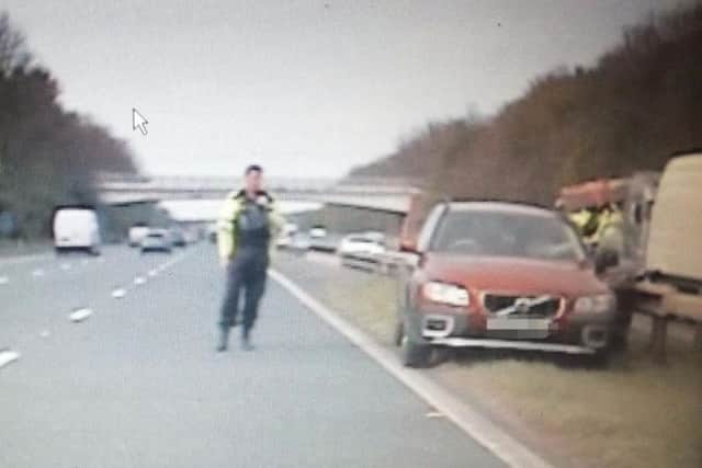 Police posted this picture of the car travelling the wrong way down the M6