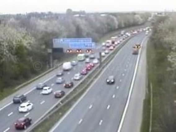 Traffic is building on the M62 due to a collision involving two vans between J12 (Eccles) and J11 (Risley).