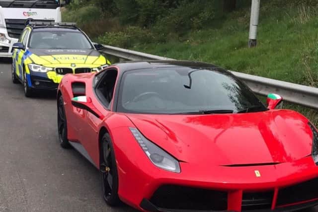 The supercar also had no front number plate, which is illegal in the UK.