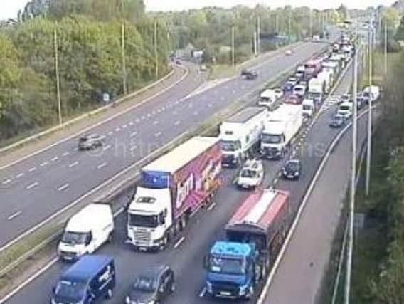 A collision on the M6 southbound between Leyland and Charnock Richard Services is causing delays this morning.