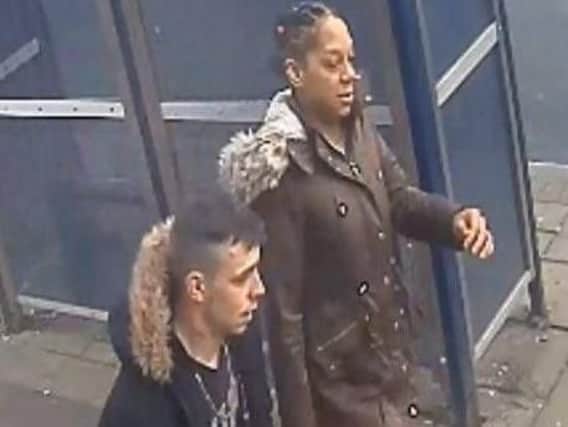 Detectives want to identify this man and woman in connection with an aggravated burglary in Tanteron, Preston on Saturday, February 2. Pic-Lancashire Police