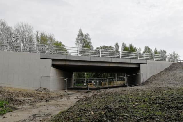 The bridge has been constructed to allow a bridleway to pass beneath the new road