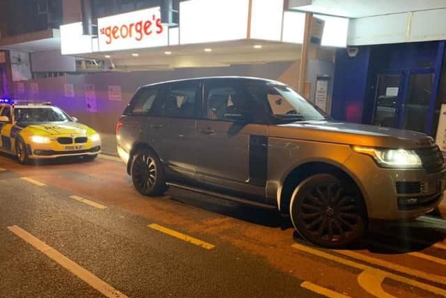 Tactical Police stopped this Range Rover outside St George's shopping centre in Preston on Sunday evening.