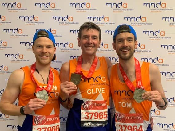 Former Chorley GP Clive Barker and sons Tom and Adam ran the London Marathon or the Motor Neurone Disease Association in memory of Clives mum who died from Motor Nuerone Disease in 2003