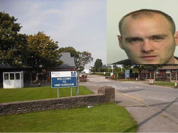 HMP Kirkham is an open prison where prisoners are free to leave during set hours. Thomas Parkinson (inset) had been serving a life sentence for murder after stabbing to death a 23-year-old man a house party in Preston.