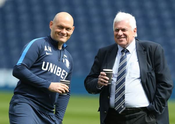 PNE boss Alex Neil with Peter Risdale, advisor to the club owner