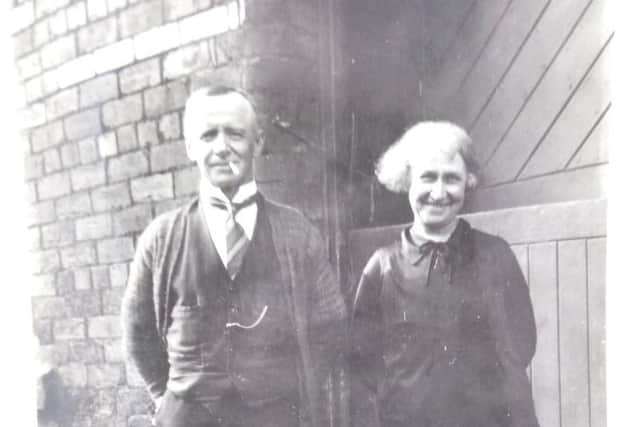 John Smith and his wife Mary outside the stable gates in Chorley in the early 1900s