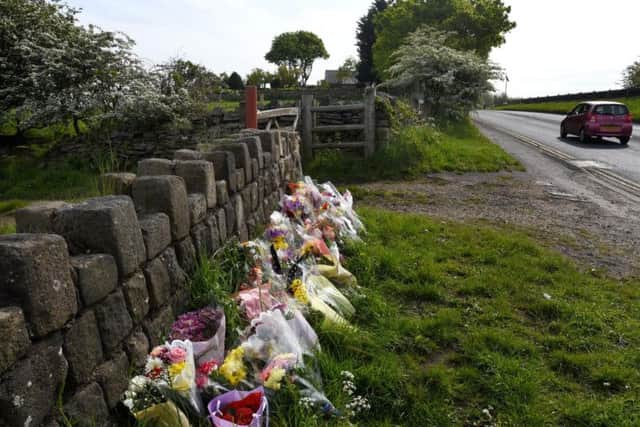 Flowers left near the scene of the murder