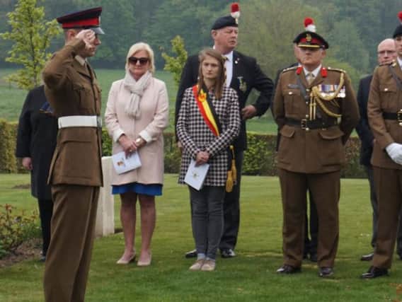 Pte Ricky Foskett (Fredericks great, great, great nephew) honours his relative, Crown Copyright, All rights reserved.