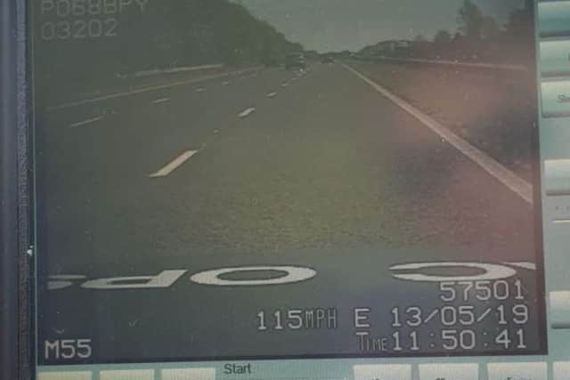 Police clocked her speed at 115mph.