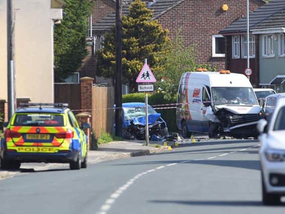 The crash happened in Severn Drive, close to Walton-le-Dale Primary School, at 7.20am (Tuesday, May 14).