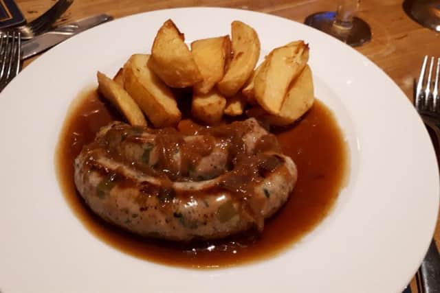 Leek and sage sausages with chunky chips
