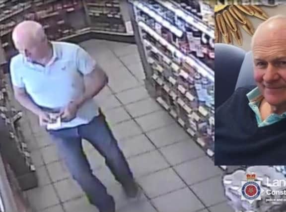 A CCTV image of John Cowley at a petrol station shortly before the premeditated attack. He was found dead in a pond wearing the same clothes on October 18, 2018.