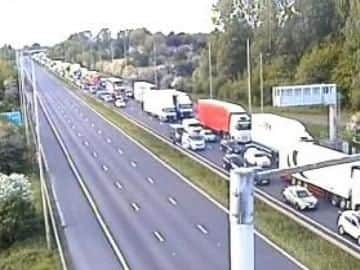 This is the scene southbound on the M6 at Leyland