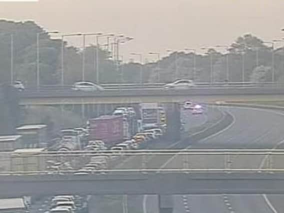 Traffic queueing on the M6 leading up to the site of the accident. Photo: Highways England
