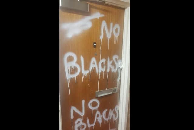 Vaughan Dowd daubed "No Blacks" on the home of an African neighbour.