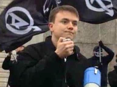 Renshaw, who also has convictions for grooming young boys, pictured at a far-right march