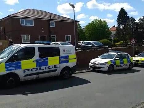 Residents counted at least eight police vehicles during the Sunday morning incident at Lakeland House (image: courtesy of a reader)