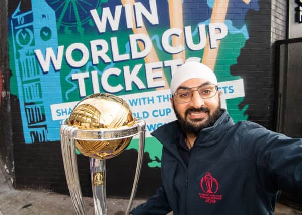 Monty Panesar pictured on the ICC Trophy Tour in London