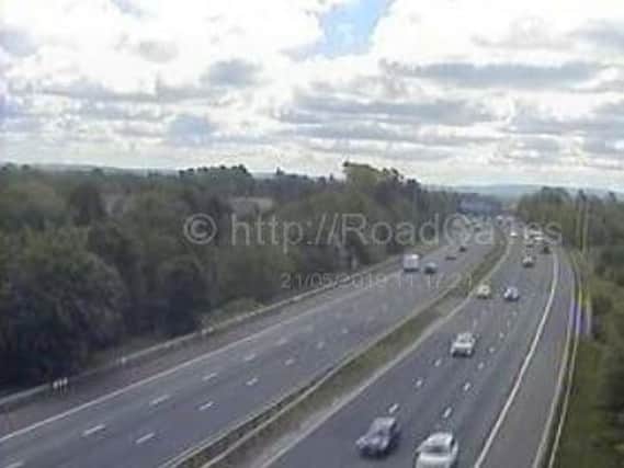 A lane has been closed on the M6 southbound between junctions 33 (Lancaster) and 32 (Broughton) after a vehicle overturned at around 10.45am (May 21)