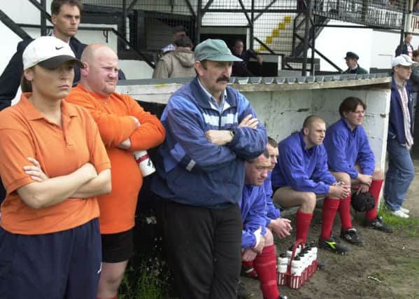 Lancashire Lynx back room staff with Maurice Bamford (centre) in 2000